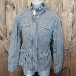 Gray lightweight canvas anorak jacket